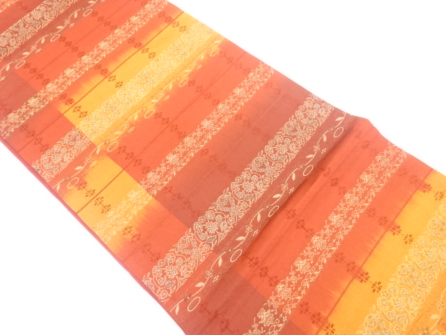JAPANESE KIMONO / VINTAGE FUKURO OBI / WOVEN SARASA & STRIPE